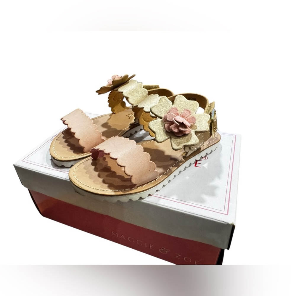 Maggie & Zoe Girls Floral Sandals - Pink and Gold